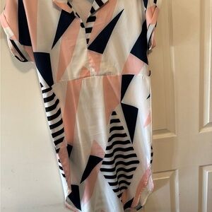 Geometric Patterned Dress in Pink and Navy